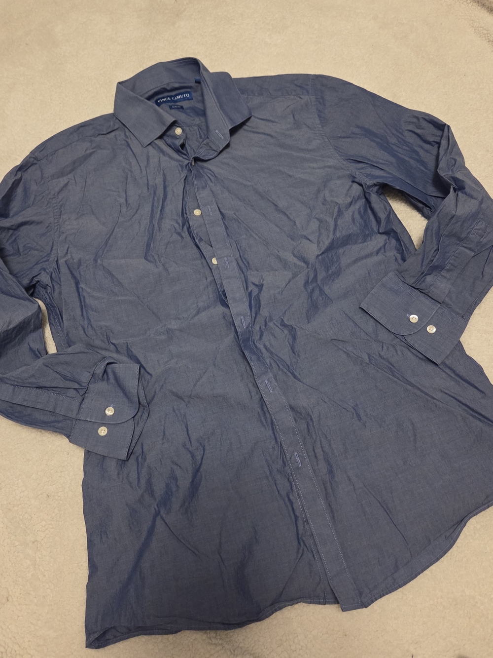 Vince Camuto Men's Navy Blue Button-Up Dress Shirt